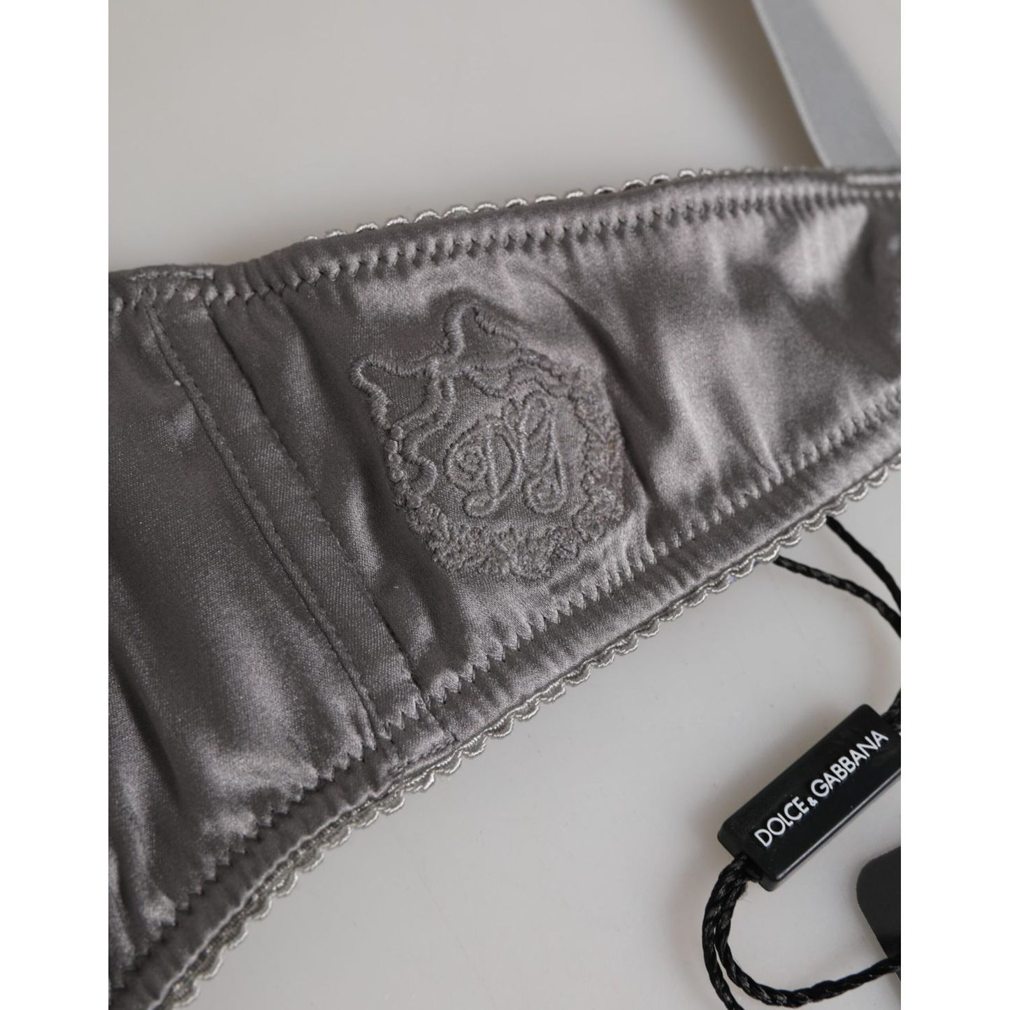 Dolce & Gabbana Gray Silk Underwired Balconette Bra Underwear