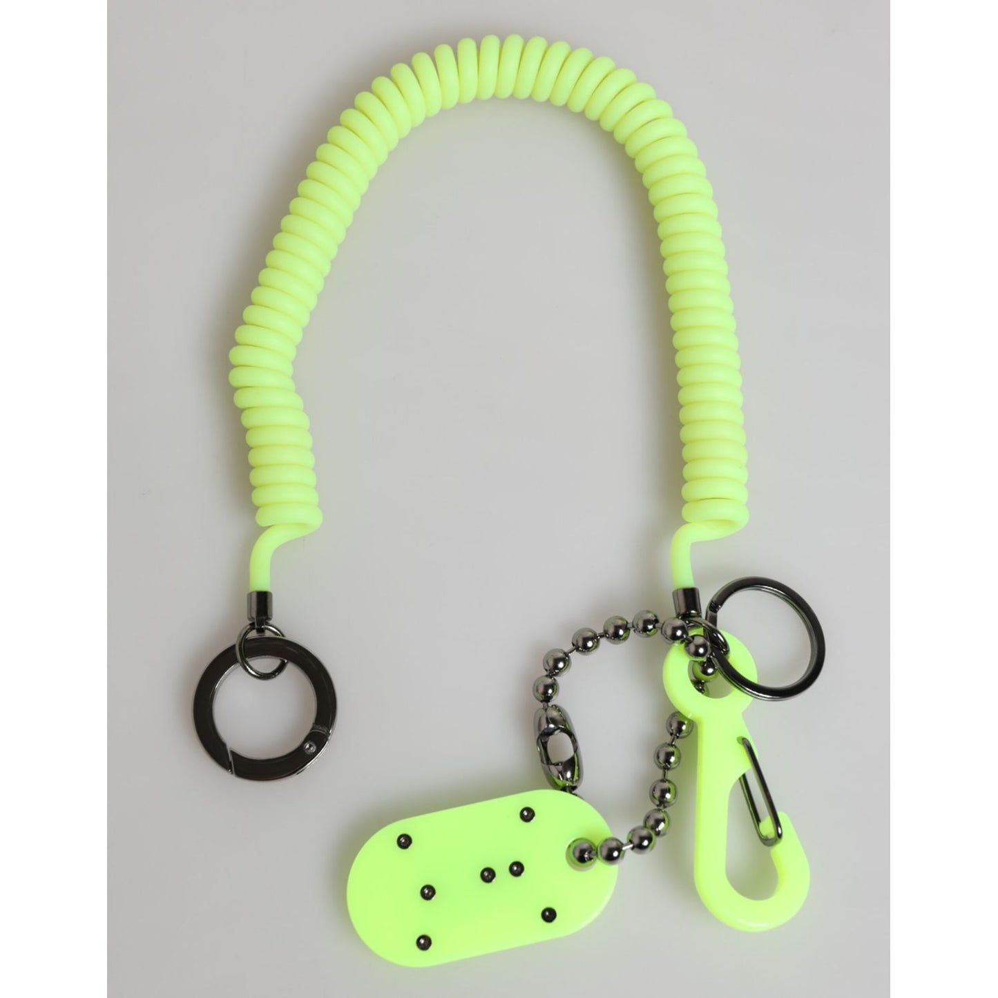 Dolce & Gabbana Green Springy Key Holder DG Logo Men's Keychain Keyring with logo details and metal hardware