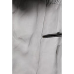 Dolce & Gabbana Grey Pleated Maxi Long Sleeve Silk Blend Gown Dress close-up detailing