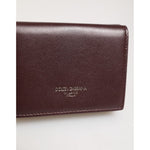 Dolce & Gabbana Leather Embossed Logo Trifold Men Card Holder Dark Brown wallet close-up image