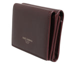 Dolce & Gabbana Leather Embossed Logo Trifold Men Card Holder Dark Brown, showcasing embossed logo and high-quality leather texture.