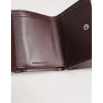 Dolce & Gabbana Leather Embossed Logo Trifold Men Card Holder Dark Brown inside view.