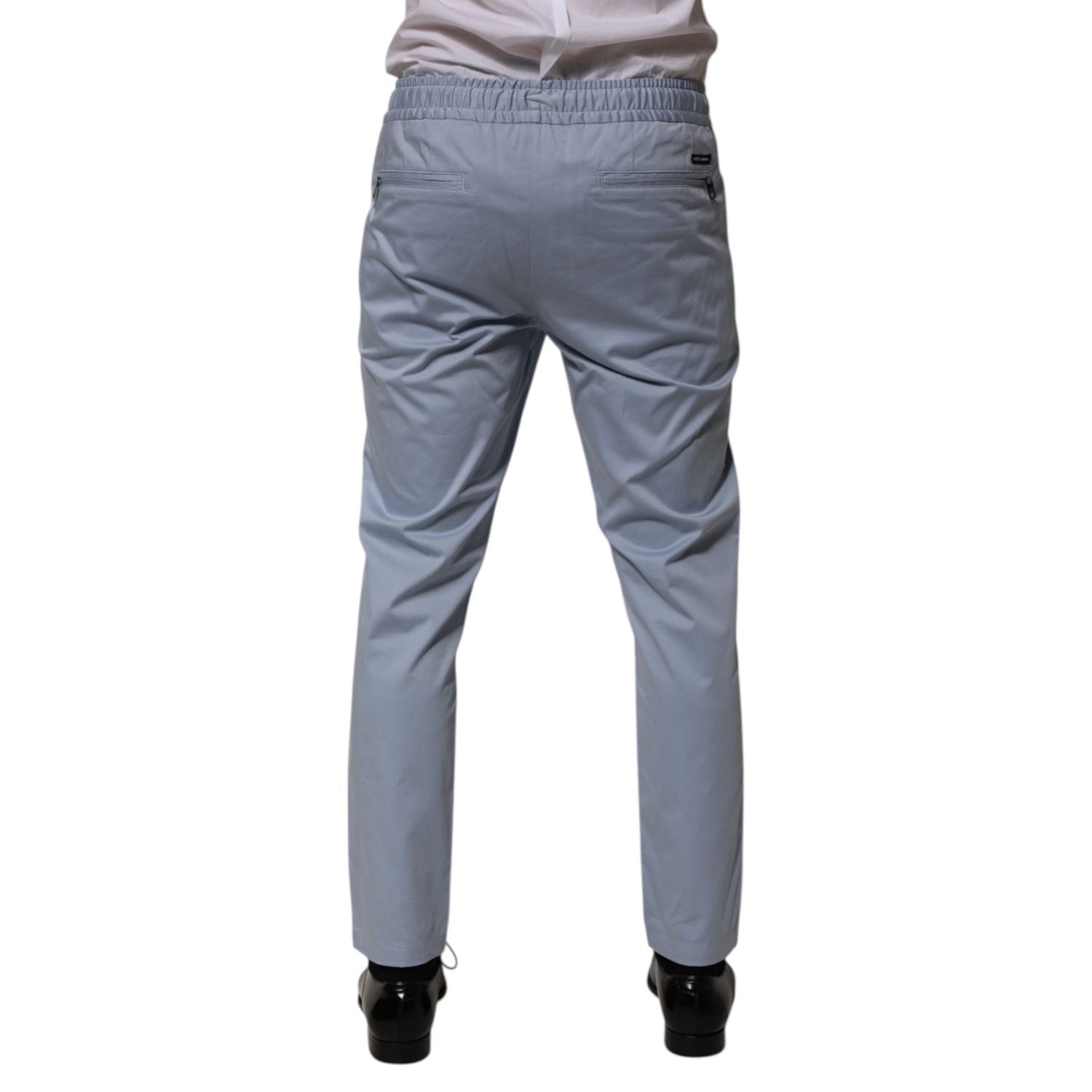 Dolce & Gabbana Light Blue Cotton Drawstring Elastic Waist Men Pants