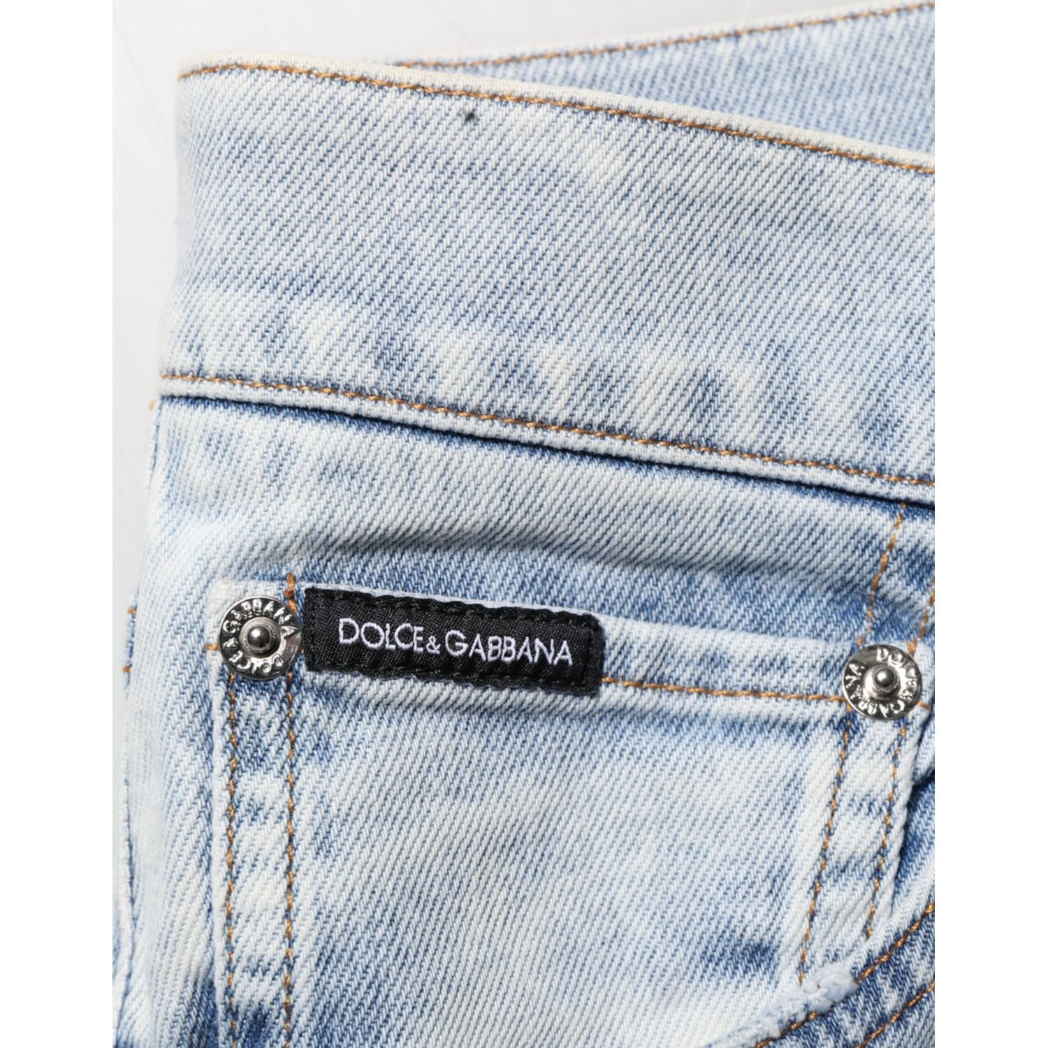 Dolce & Gabbana Light Blue Distressed Slim Fit Ripped Denim Jeans