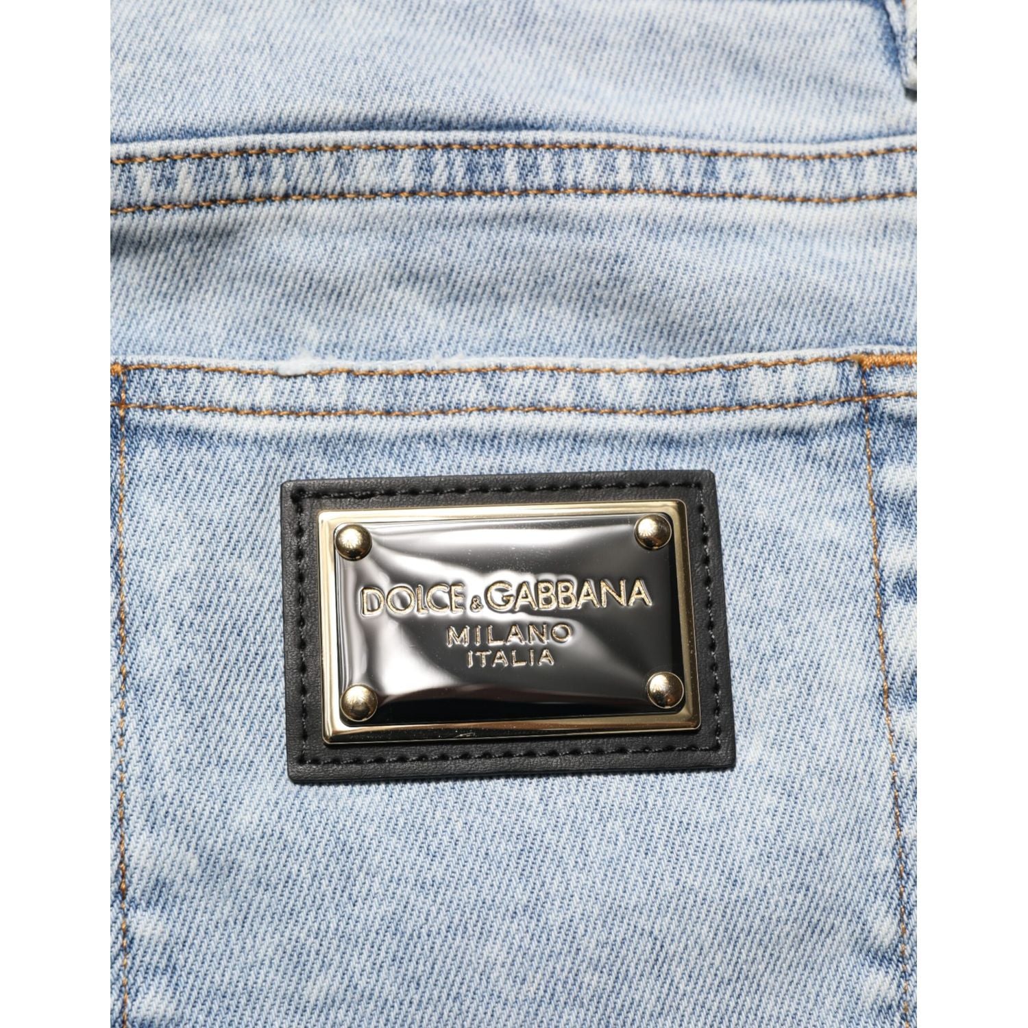 Dolce & Gabbana Light Blue Distressed Slim Fit Ripped Denim Jeans