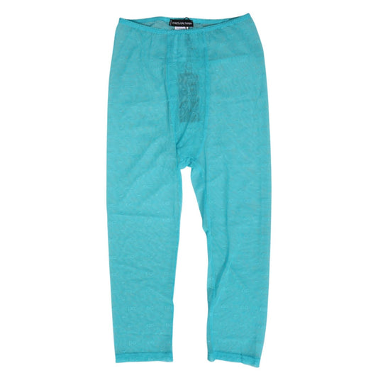 Dolce & Gabbana Light Blue Logo Lace Tight Midi Trouser Underwear