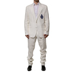 Dolce & Gabbana Light Cream Linen Embroidered 2 Piece Suit