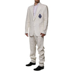 Dolce & Gabbana Light Cream Linen Embroidered 2 Piece Suit