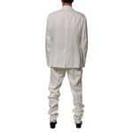 Dolce & Gabbana Light Cream Linen Embroidered 2 Piece Suit