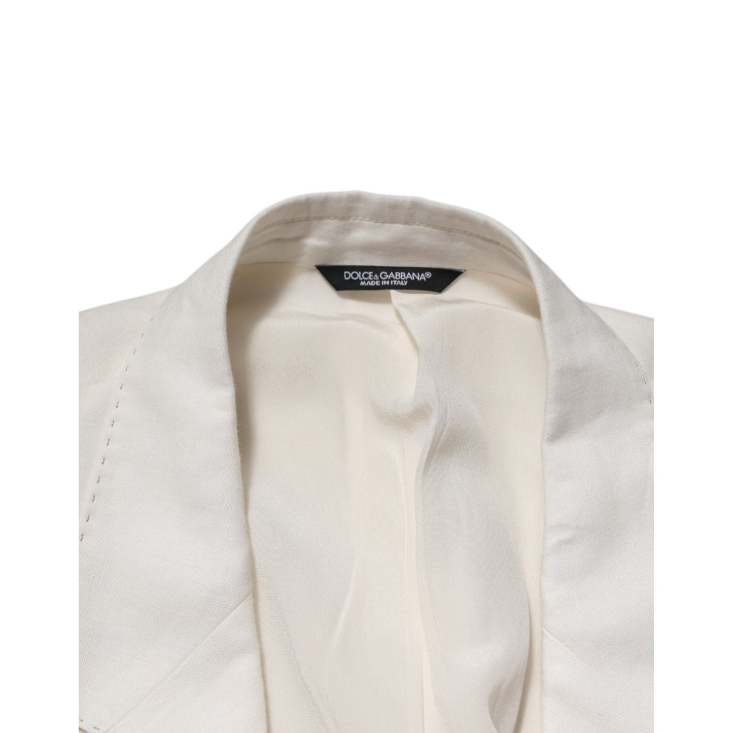 Dolce & Gabbana Light Cream Linen Embroidered 2 Piece Suit