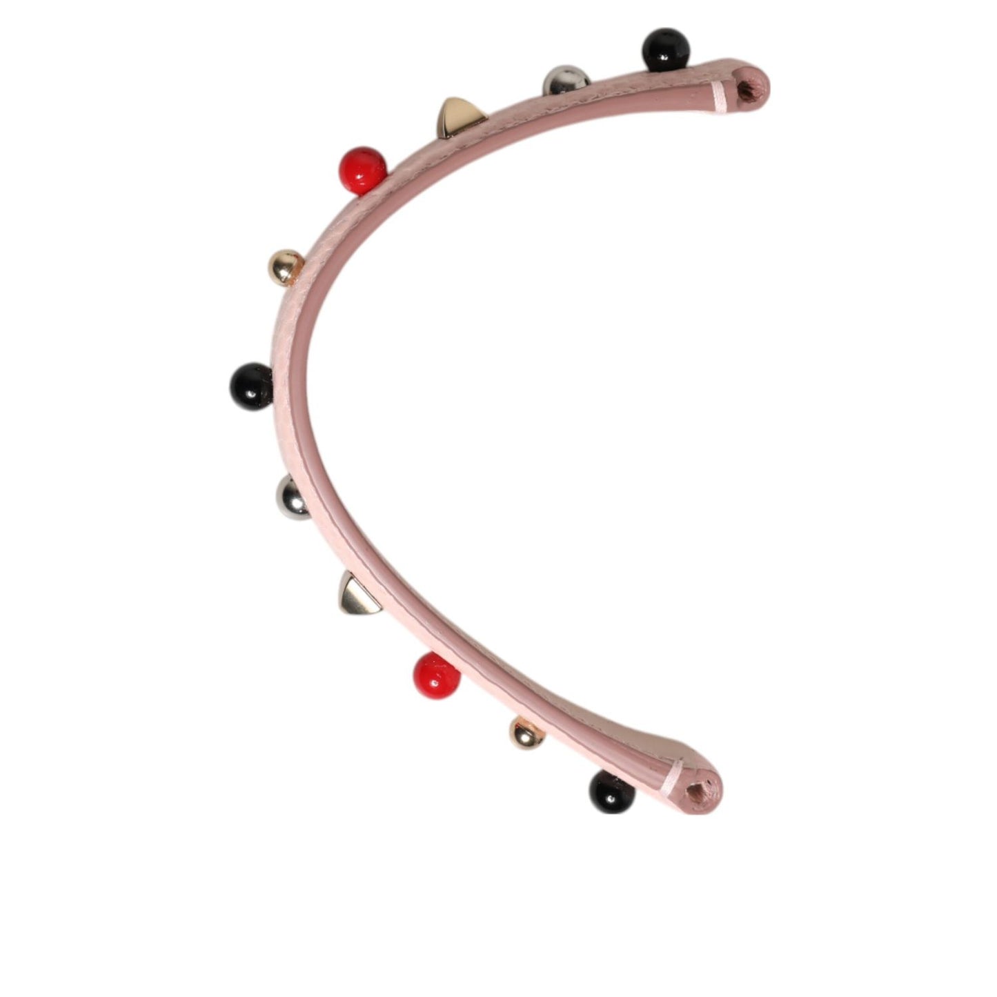Dolce & Gabbana Light Pink Embellished Leather Bag Handle Shoulder Strap, 100% calf leather, stylish handbag accessory for women.