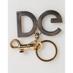 Dolce & Gabbana Multicolor Crystal DG Logo Gold Keychain Charm Keyring with polished gold-tone and lobster clasp