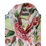 Dolce & Gabbana Multicolor Floral Patchwork Silk Ascot Collar Top with vibrant floral design and elegant details.