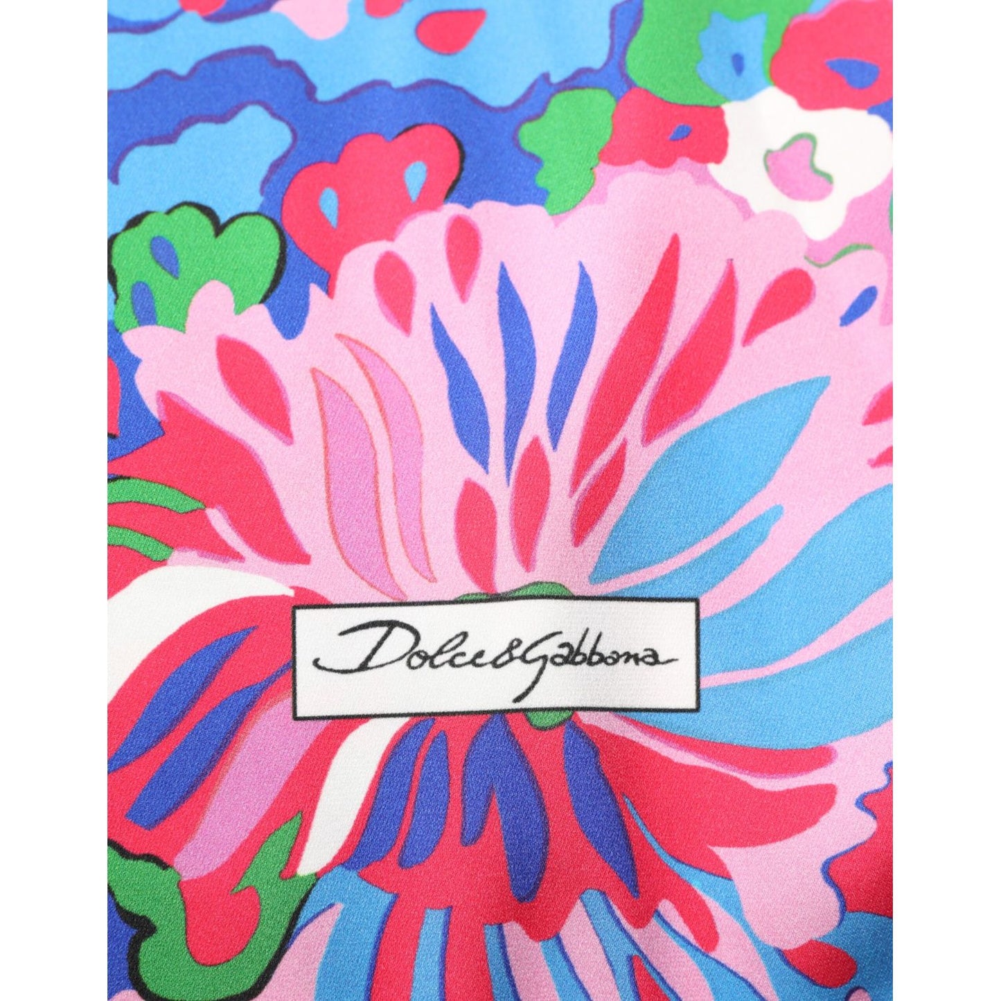 Dolce & Gabbana Multicolor Floral Print Silk Tunic Blouse Top fabric detail