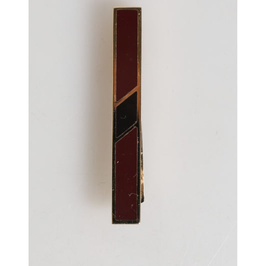 Dolce & Gabbana Multicolor Gold Tone Brass Men's Accessory Tie Clip Bar with artistic enamel design, perfect for stylish formalwear.