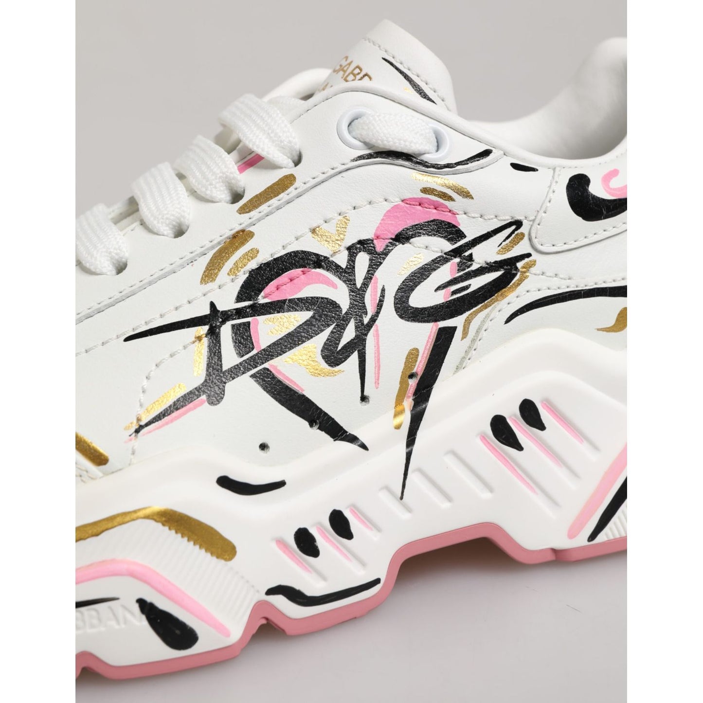 Dolce & Gabbana Multicolor Hand Painted DAYMASTER Sneaker Shoes with unique design and chunky sole.