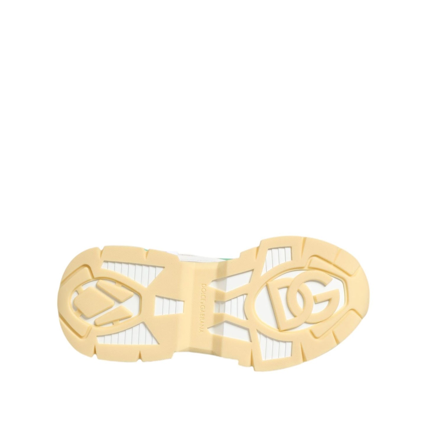 Sole view of Dolce & Gabbana Multicolor Leather Airmaster Low Top Sneakers Shoes with branded DG logo and dynamic rubber sole.