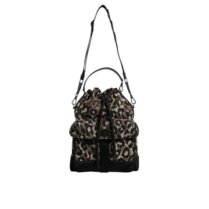Dolce & Gabbana Multicolor Leopard Cotton Shoulder Bucket Bag