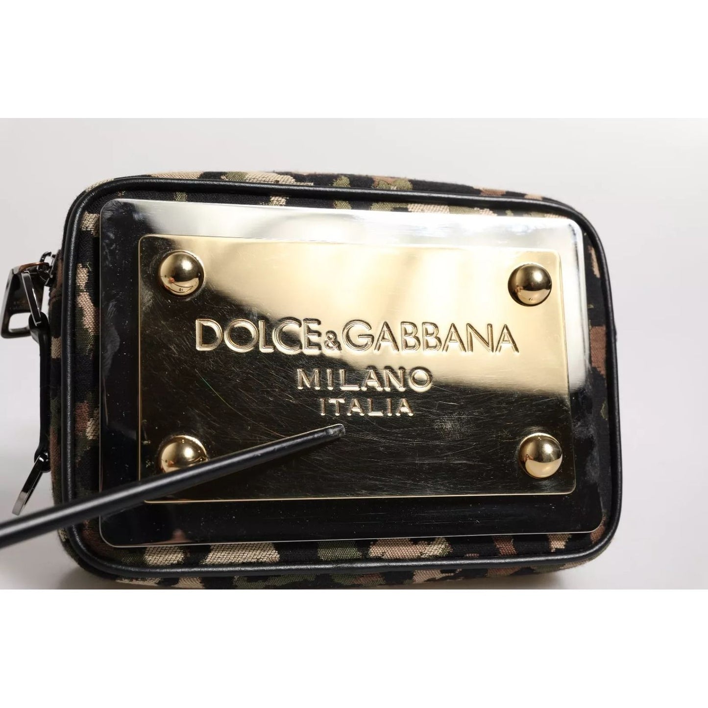 Dolce & Gabbana Multicolor Leopard Jacquard DG Logo Crossbody Bag with gold-tone logo plate