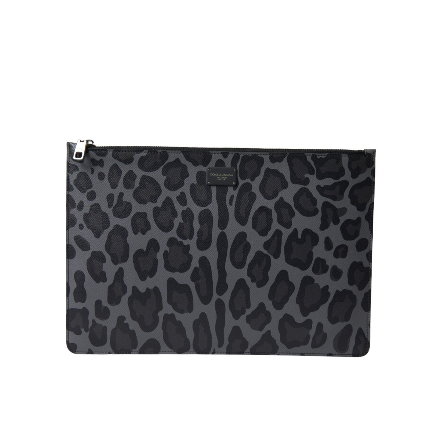 Dolce & Gabbana Multicolor Leopard Jacquard Logo Plaque Document Briefcase Bag with sleek design and luxury flair.