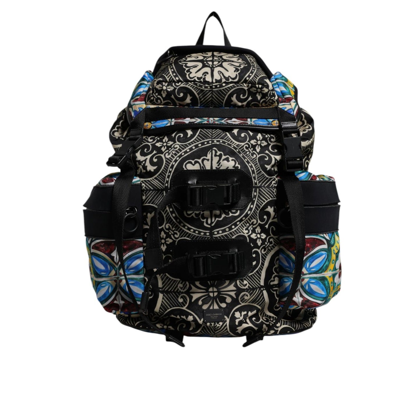 Dolce & Gabbana Multicolor Maiolica Print Nylon Backpack Bag
