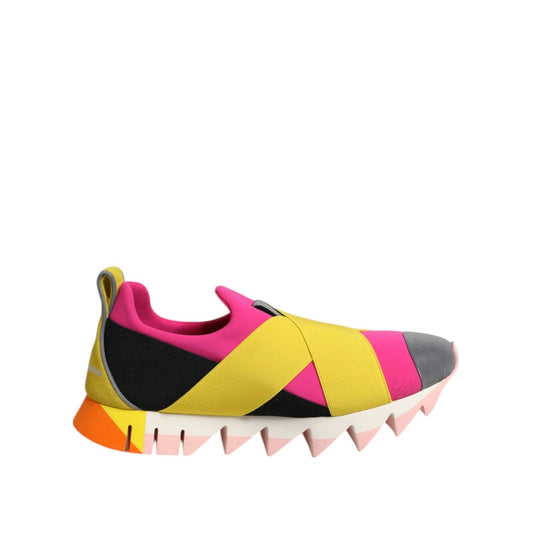 Dolce & Gabbana Multicolor Neoprene Elastic Ibiza Sneakers Shoes with vibrant design and rubber sole.