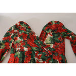 Dolce & Gabbana Multicolor Portofino-Print Shift Dress with red floral design on white silk