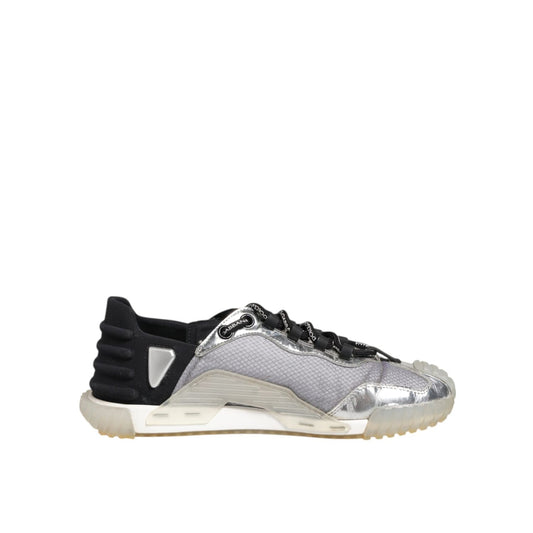 Dolce & Gabbana Multicolor Silver Logo Low Top NS1 Sneakers Shoes featuring a stylish design with mixed materials and rubber sole.