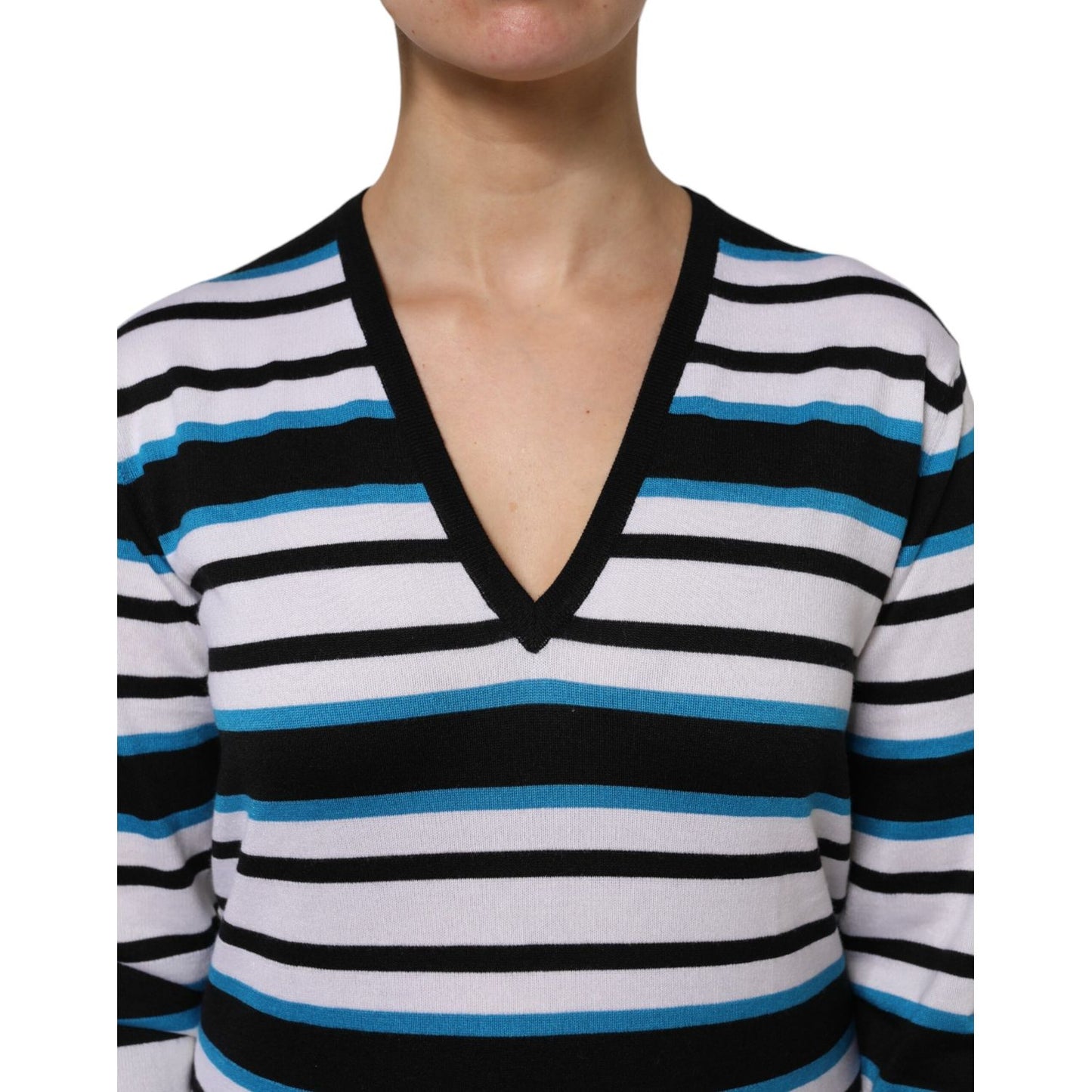 Dolce & Gabbana Multicolor Stripes Long Sleeves V-neck Top