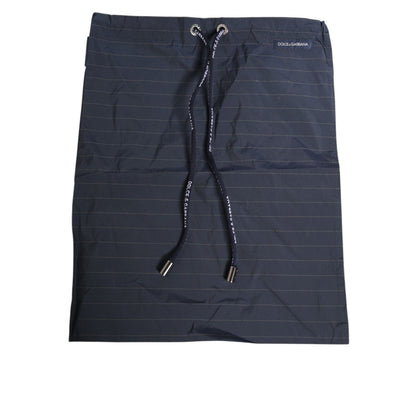 Dolce & Gabbana Navy Blue Polyester Nylon Pinstripe Men's Swimwear