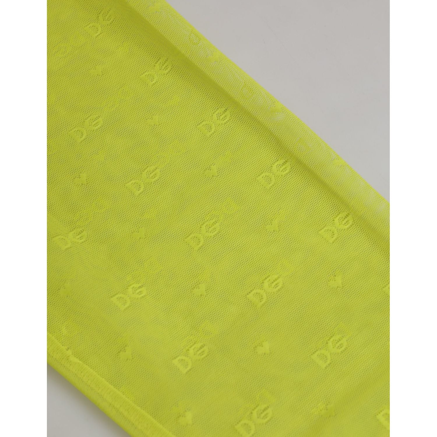 Dolce & Gabbana Neon Green Nylon Logo Lace Leggings Pants Underwear