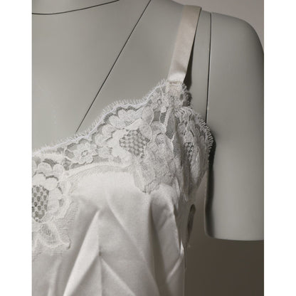 Dolce & Gabbana Off White Floral Lace Tank Lingerie Top Underwear