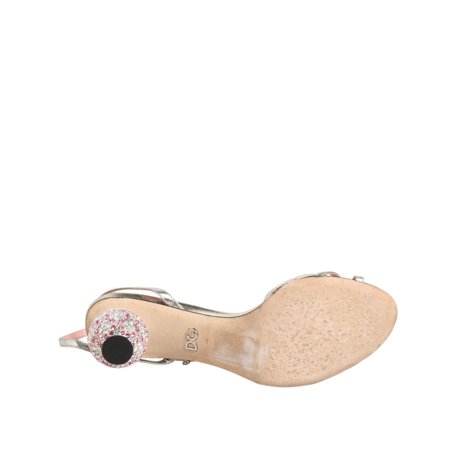 Dolce & Gabbana Pink Embellished Leather Ball-Heel Sandals  Shoes