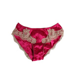Dolce & Gabbana Pink Silk Satin Lace Trim New Slip Underwear with beige lace accent, elegant and feminine, made in Italy.