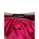 Dolce & Gabbana Pink Silk Satin Lace Trim New Slip Underwear with beige lace