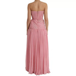 Dolce & Gabbana Pink Silk Strapless Maxi A-line Gown Dress with zipper closure, back view.
