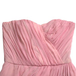 Dolce & Gabbana Pink Silk Strapless Maxi A-line Gown Dress with pleated top detail, zipper closure, luxury fashion made in Italy