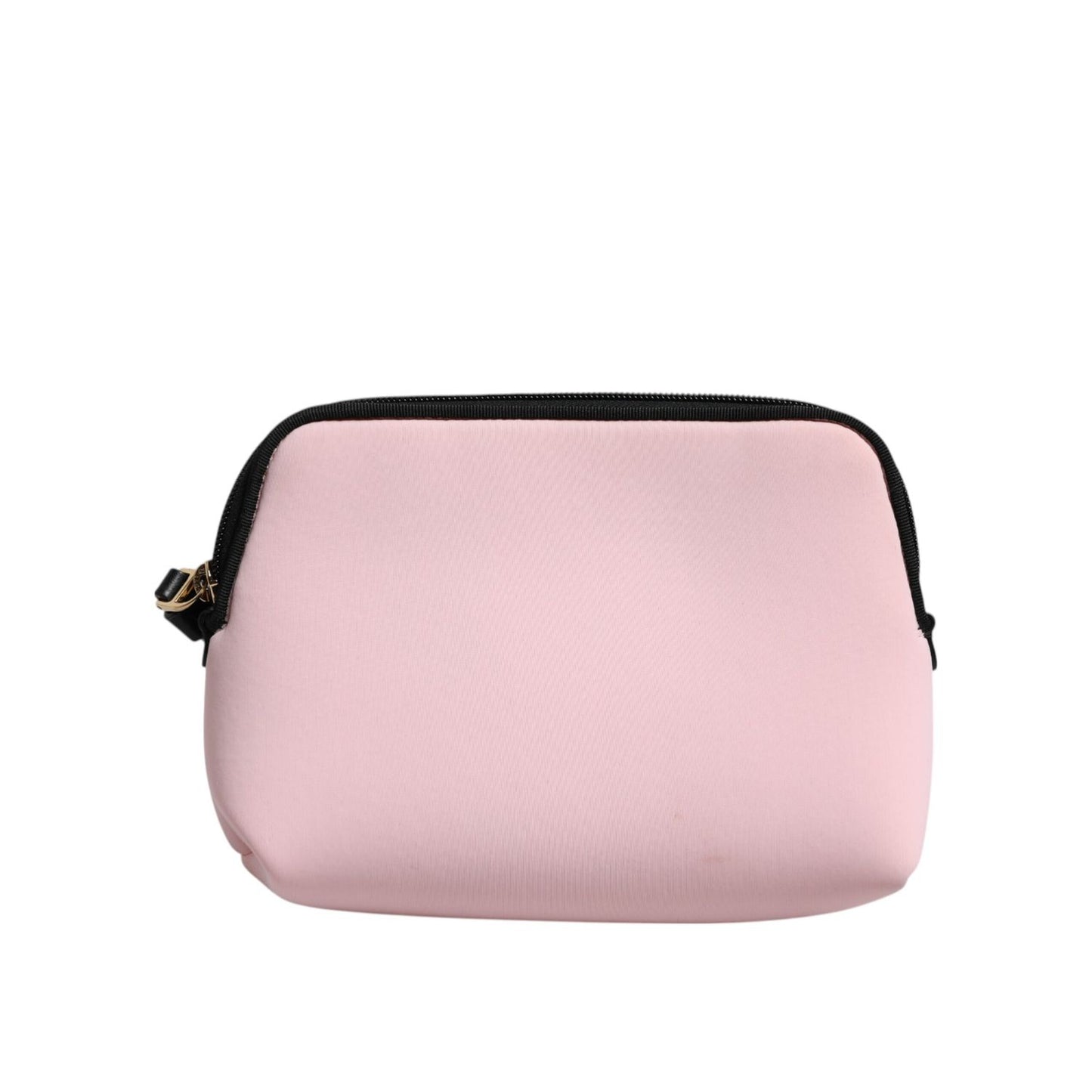 Dolce & Gabbana Pink Solid Nylon DG Logo Print Clutch Zip Borse Pouch Bag with gold-tone hardware and zipper fastening.