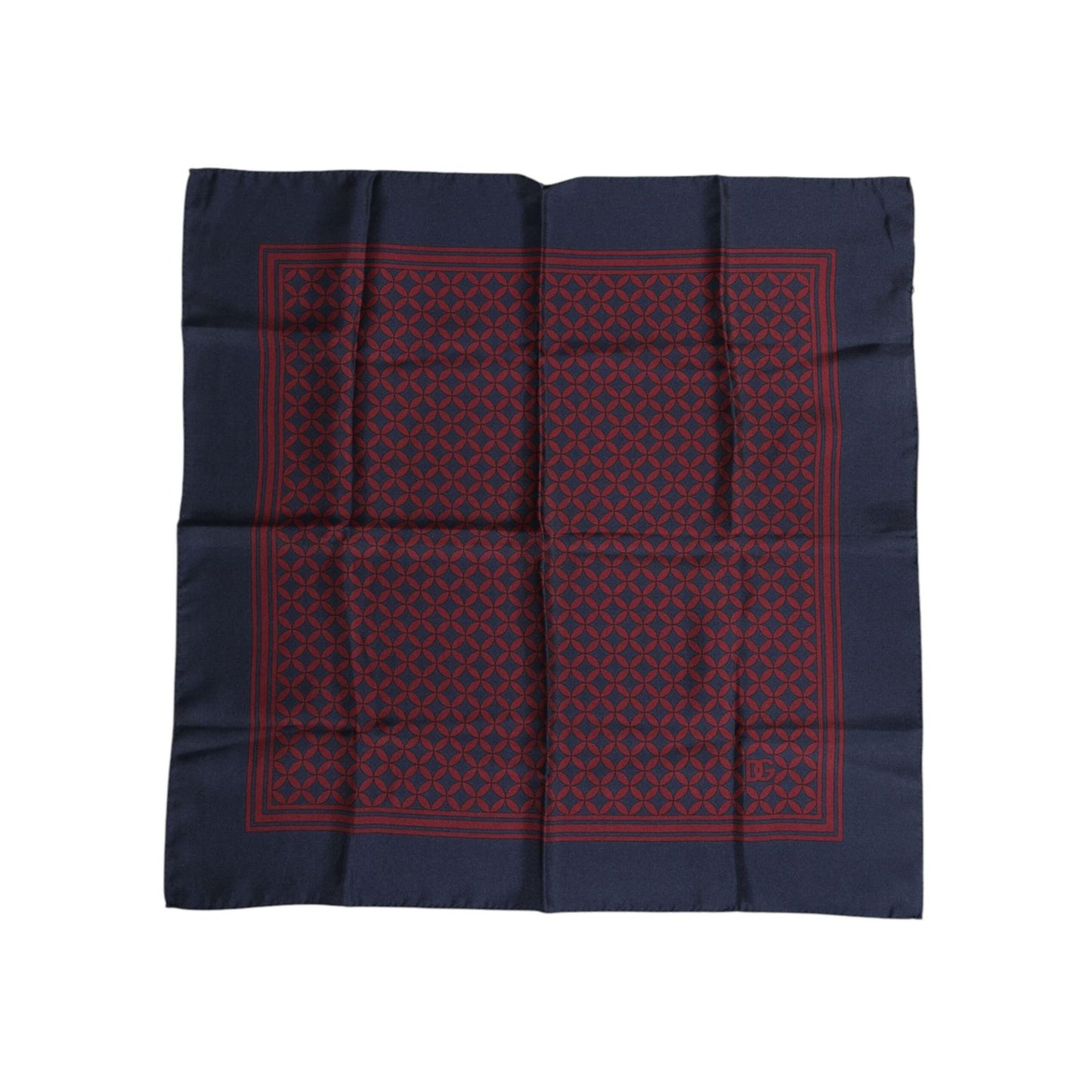 Dolce & Gabbana Red Blue Printed Silk Square Men Foulard Scarf, 100% silk elegant accessory, 50cm x 50cm, luxury fashion brand detail.