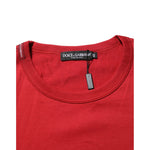 Dolce & Gabbana Red Crown Bee Cotton Short Sleeve T-shirt with crew neck detail.