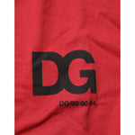 Dolce & Gabbana Red Logo Print Cotton Short Sleeve T-shirt with DG logo detail in black.