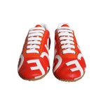 Dolce & Gabbana Red White Leather Logo Casual Sneakers Shoes, multicolor low-top design, rubber sole, authentic Italian craftsmanship.