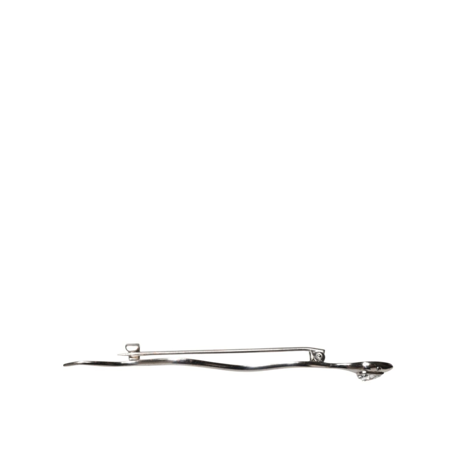 Dolce & Gabbana Silver Brass Crystal Spilla Serpente Mens Brooch Pin