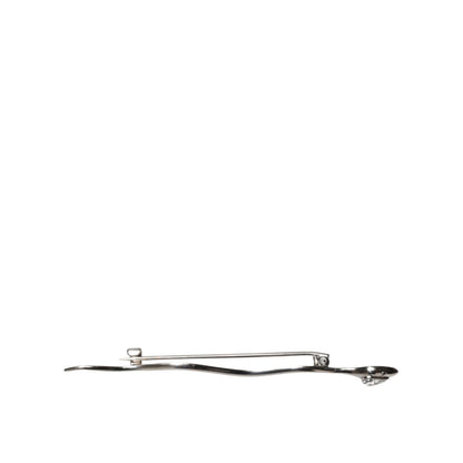 Dolce & Gabbana Silver Brass Crystal Spilla Serpente Mens Brooch Pin