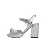 Dolce & Gabbana Silver Mirror Heels KEIRA Sandals Shoes with ankle strap and buckle closure, 100% lamb leather and mirrored heel.
