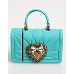 Dolce & Gabbana Turquoise Silicone Devotion Heart Cover Bag Airpods Case with quilted effect and logo plaque.