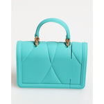 Dolce & Gabbana Turquoise Silicone Devotion Heart Cover Bag Airpods Case with quilted design and top handle, made in Italy.