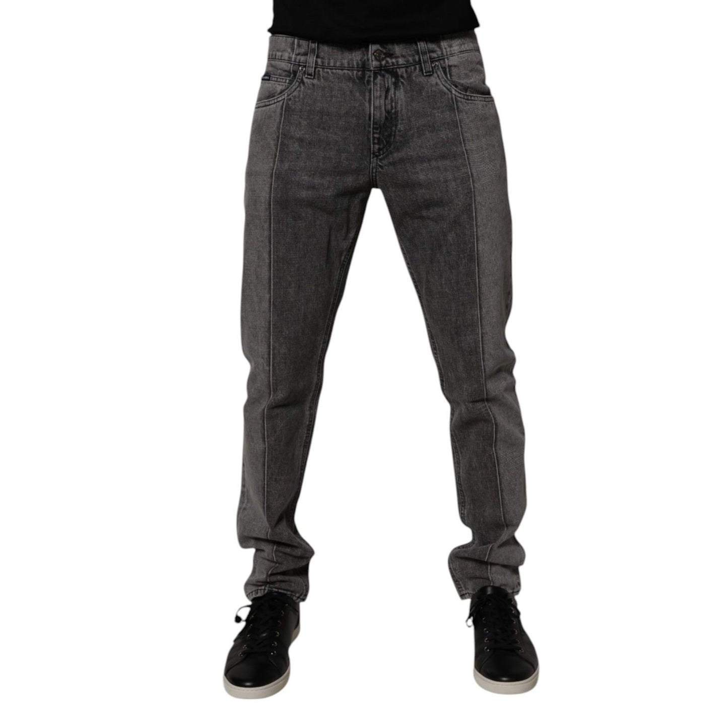 Dolce & Gabbana Two Tone Gray Cotton Denim Jeans