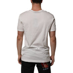 Back view of Dolce & Gabbana White Cotton DG Crown Embossed Men T-shirt with short sleeves and regular fit.
