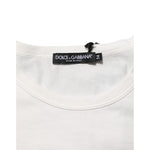 Dolce & Gabbana White Cotton DG Crown Embossed Men T-shirt neckline with brand tag
